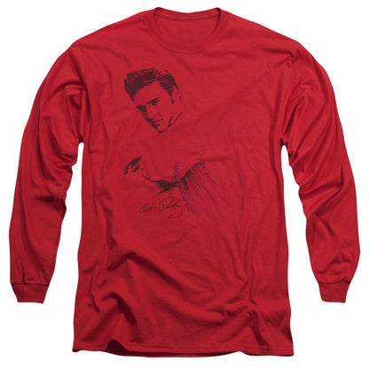 Elvis Presley On The Range Mens Long Sleeve Shirt Red Officially Licensed