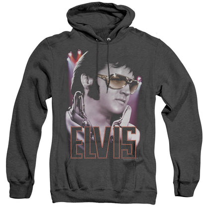 Elvis Presley 70s Star Heather Mens Hoodie Black
