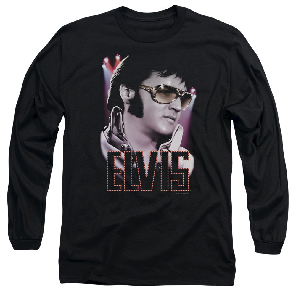 Elvis Presley 70S Star Mens Long Sleeve Shirt Black Officially Licensed
