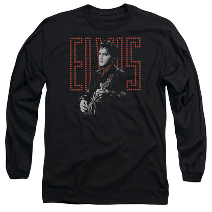 Elvis Presley Red Guitarman Mens Long Sleeve Shirt Black Officially Licensed