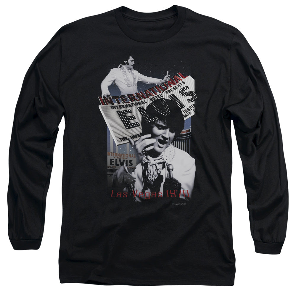 Elvis Presley International Hotel Mens Long Sleeve Shirt Black Officially Licensed