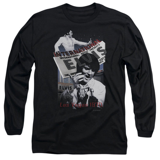 Elvis Presley International Hotel Mens Long Sleeve Shirt Black Officially Licensed