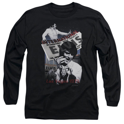 Elvis Presley International Hotel Mens Long Sleeve Shirt Black Officially Licensed