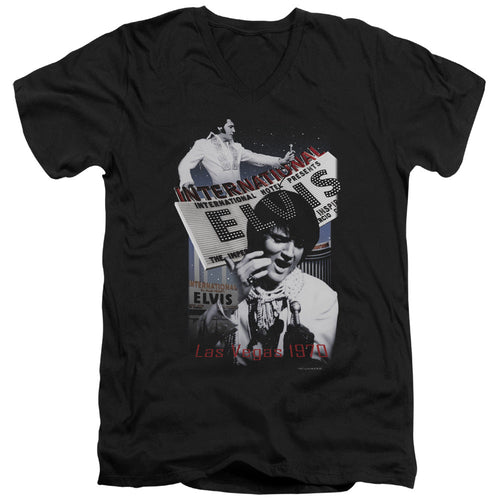 Elvis Presley International Hotel Mens Slim Fit V-Neck T Shirt Black
