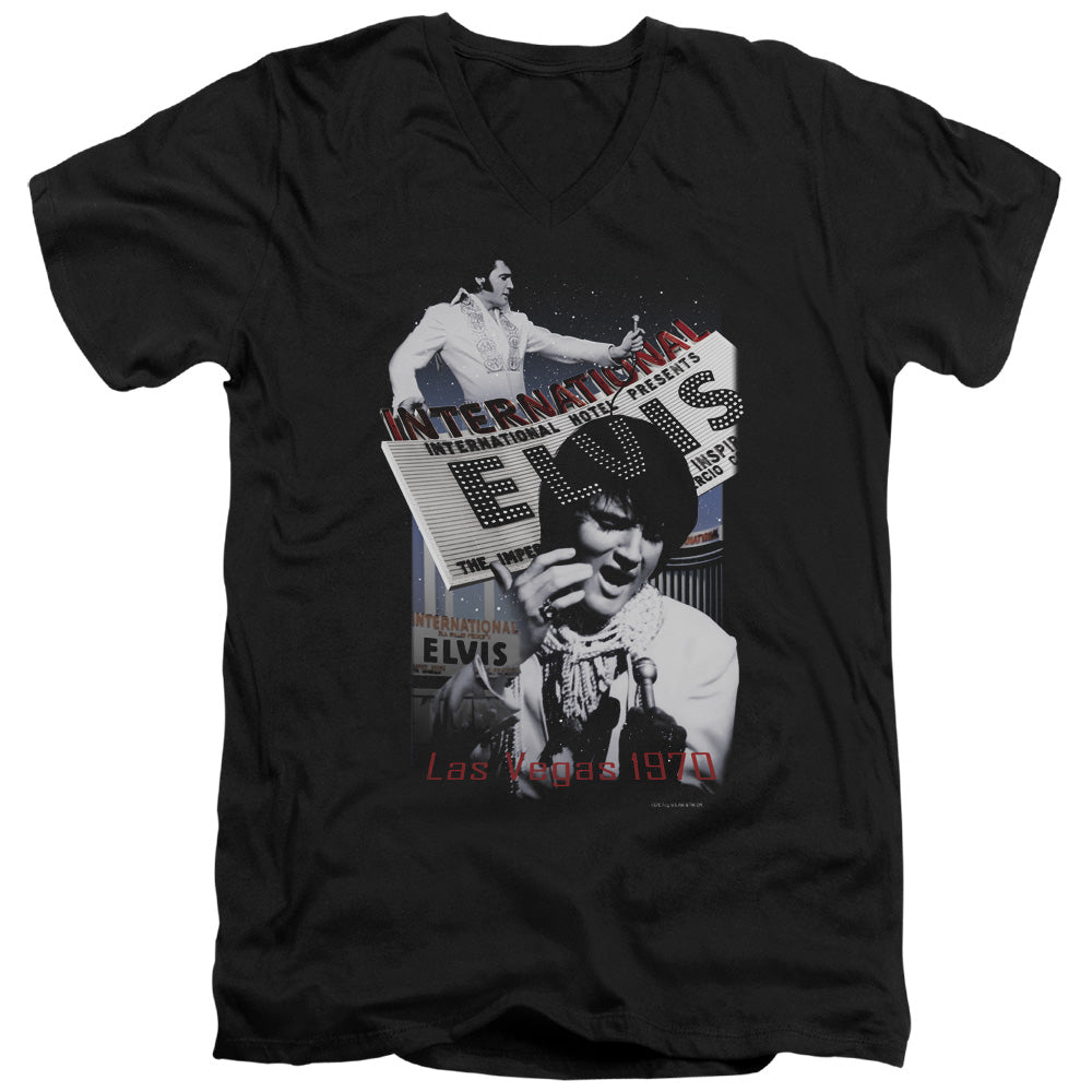 Elvis Presley International Hotel Mens Slim Fit V-Neck T Shirt Black