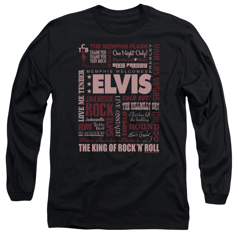 Elvis Presley Whole Lotta Type Mens Long Sleeve Shirt Black Officially Licensed