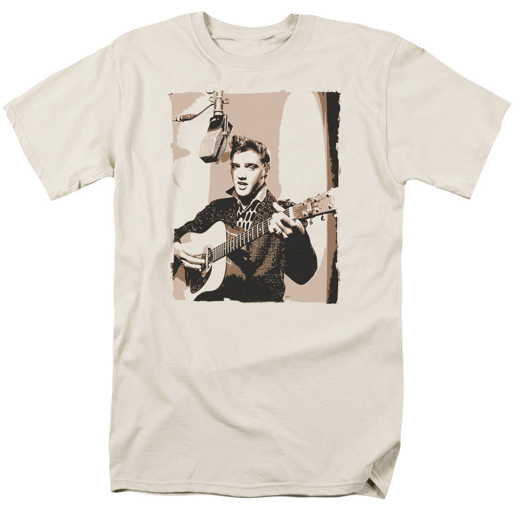 Elvis Presley Sepia Studio Mens T Shirt Cream