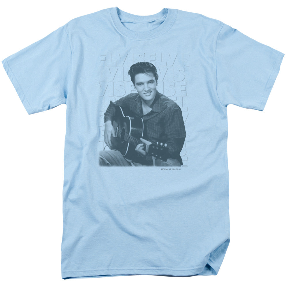 Elvis Presley Repeat Mens T Shirt Light Blue