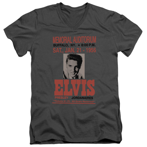 Elvis Presley Buffalo 1956 Mens Slim Fit V-Neck T Shirt Charcoal