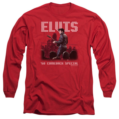 Elvis Presley Return Of The King Mens Long Sleeve Shirt Red Officially Licensed