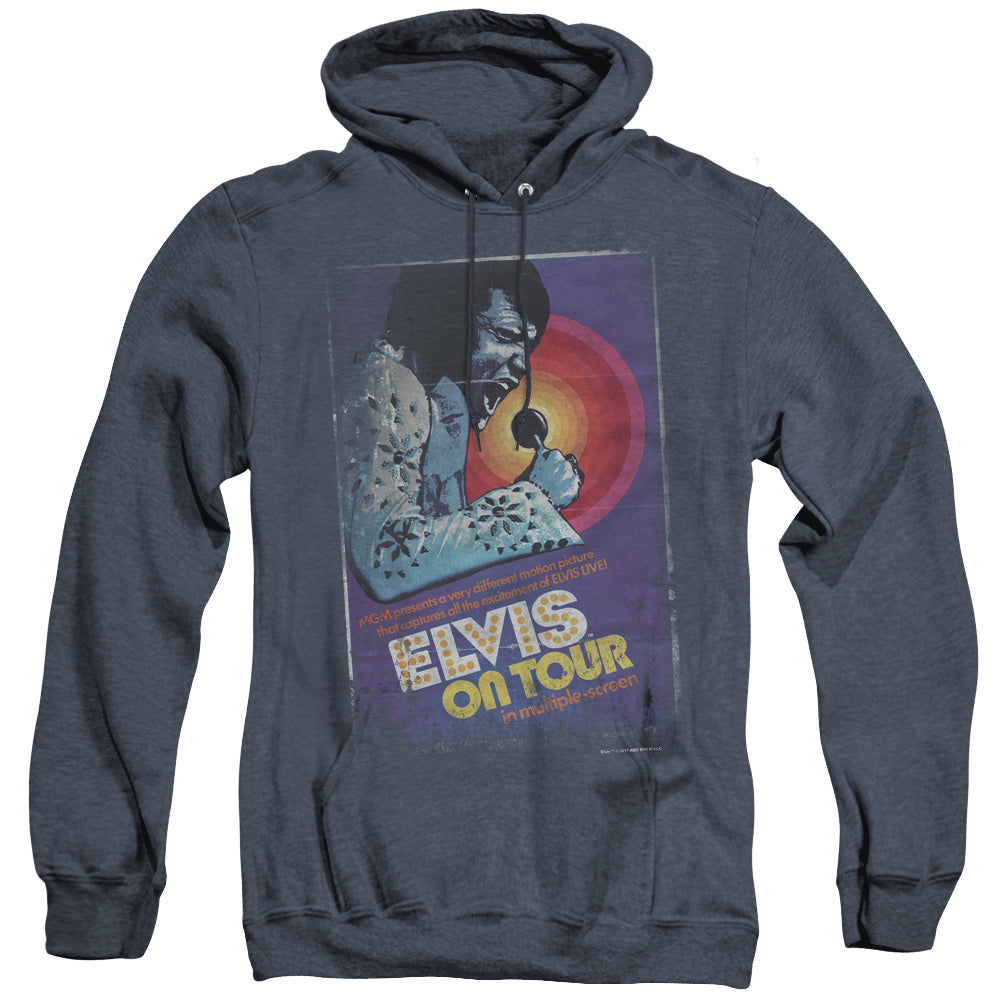 Elvis Presley On Tour Poster Heather Mens Hoodie Navy