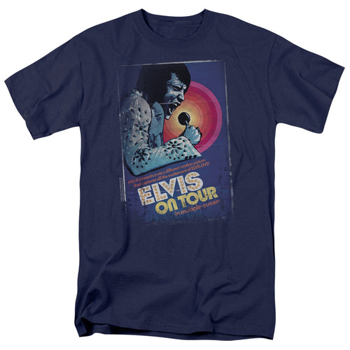 Elvis Presley On Tour Poster Mens T Shirt Navy