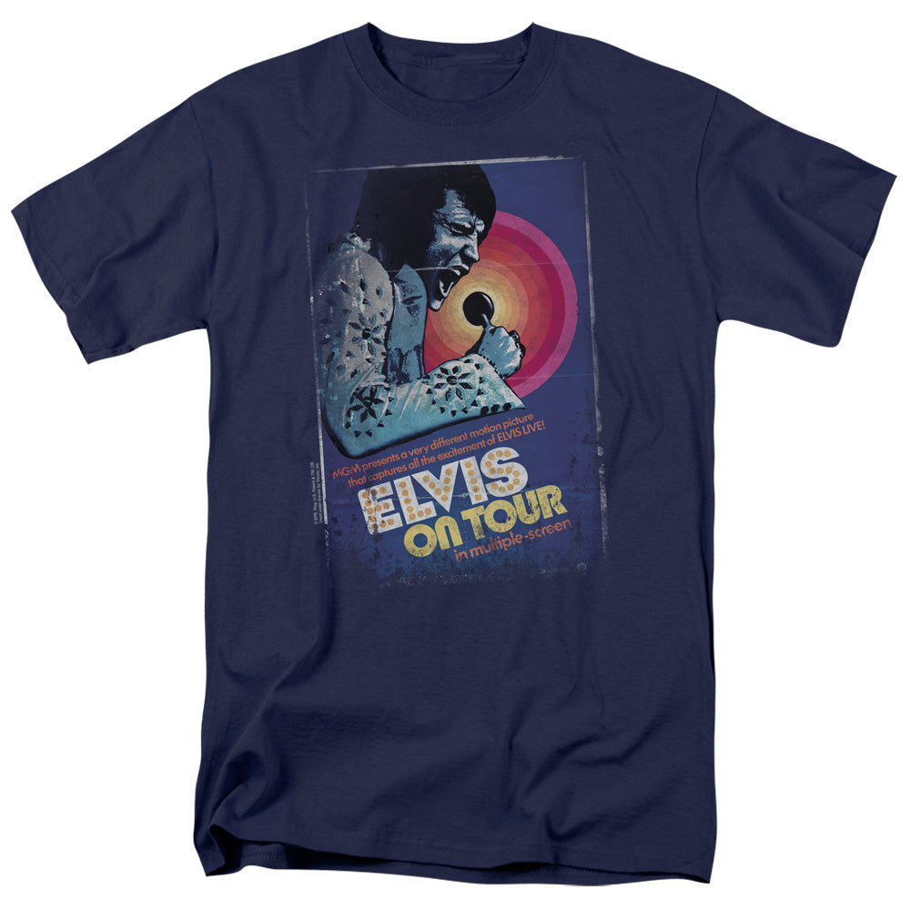 Elvis Presley On Tour Poster Mens T Shirt Navy