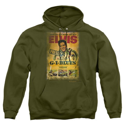 Elvis Presley Gi Blues Poster Mens Hoodie Military Green