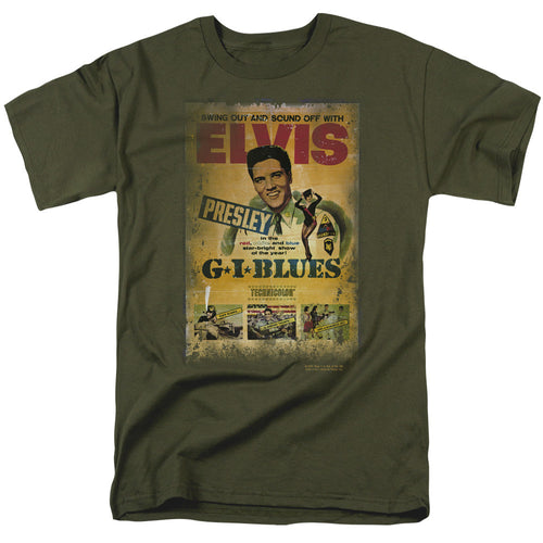 Elvis Presley Gi Blues Poster Mens T Shirt Military Green