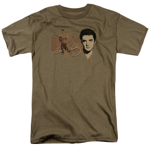 Elvis Presley At The Gates Mens T Shirt Safari Green