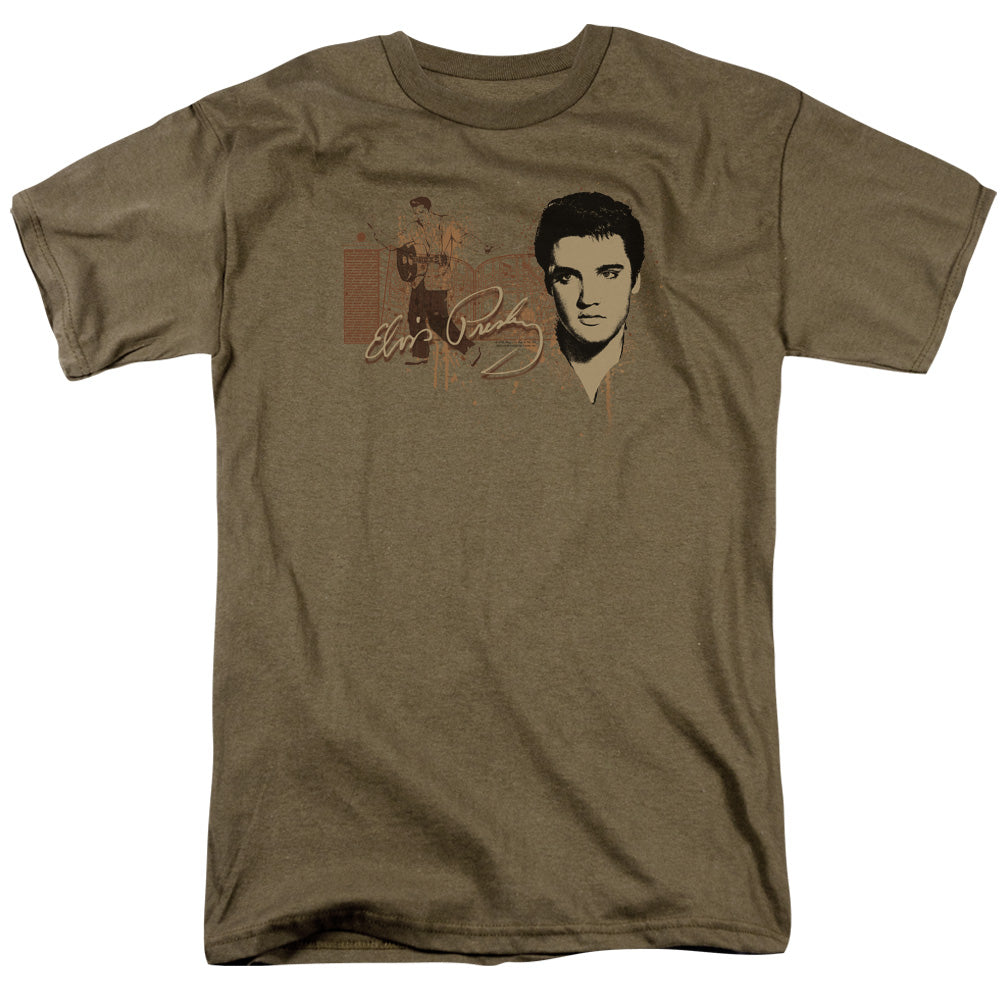 Elvis Presley At The Gates Mens T Shirt Safari Green