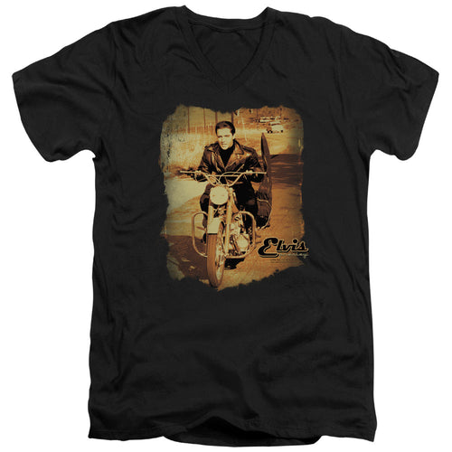Elvis Presley Hit the Road Mens Slim Fit V-Neck T Shirt Black