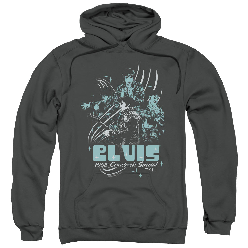 Elvis Presley 68 Leather Mens Hoodie Charcoal