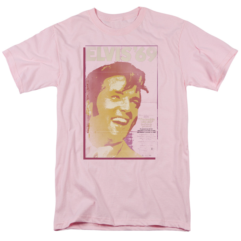 Elvis Presley Trouble With Girls Mens T Shirt Pink