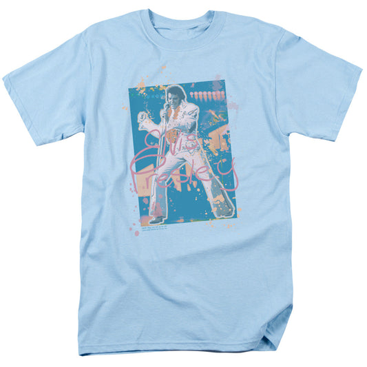 Elvis Presley Splatter Hawaii Mens T Shirt Carolina Blue