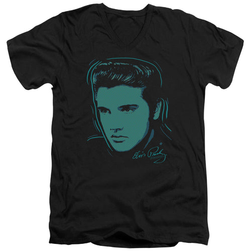 Elvis Presley Young Dots Mens Slim Fit V-Neck T Shirt Black