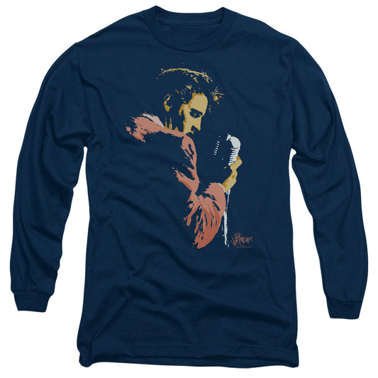Elvis Presley Early Elvis Mens Long Sleeve Shirt Navy Blue