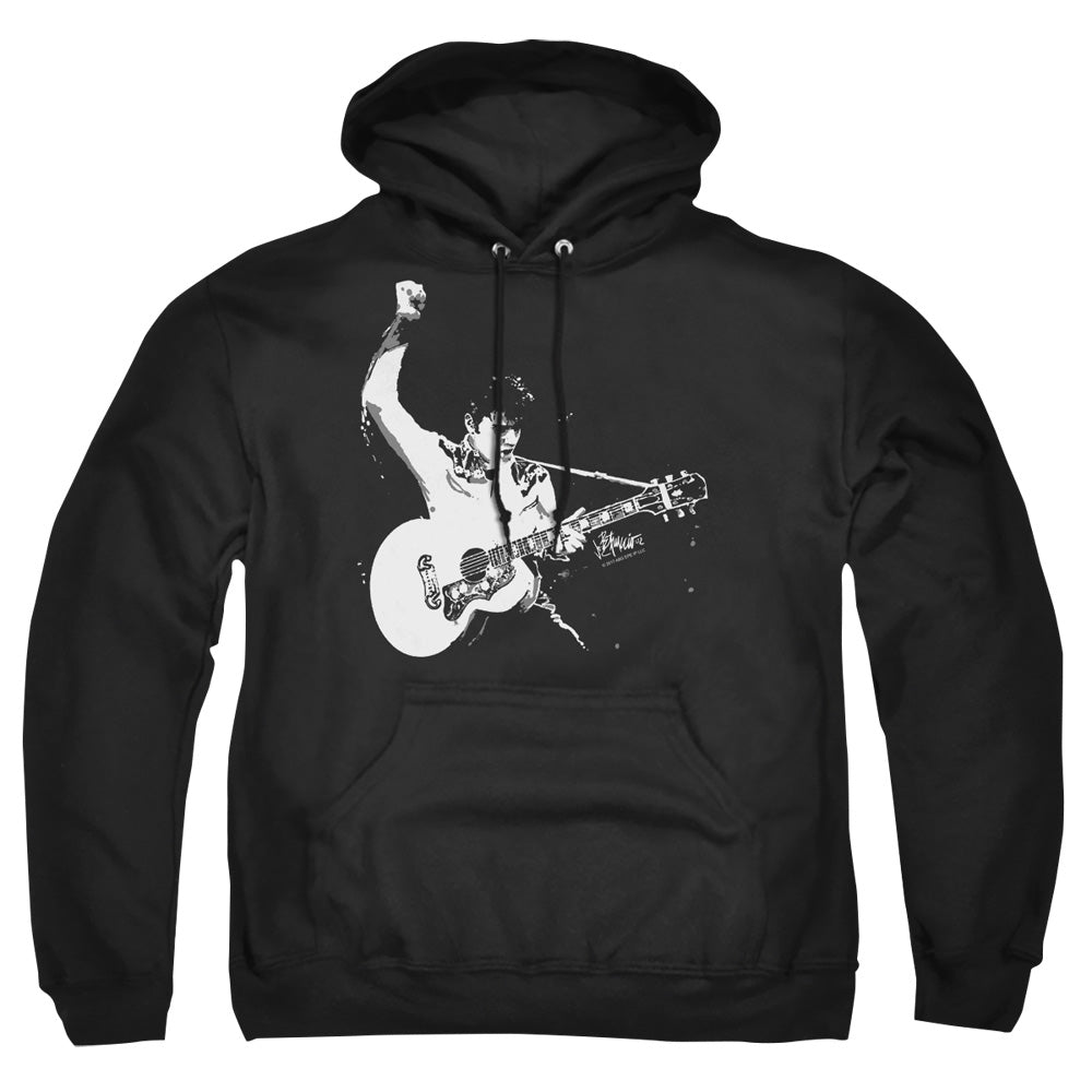 Elvis Presley Black And White Guitarman Mens Hoodie Black