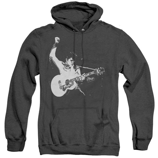 Elvis Presley Black&White Guitarman Heather Mens Hoodie Black