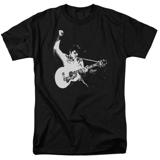 Elvis Presley Black and White Guitarman Mens T Shirt Black