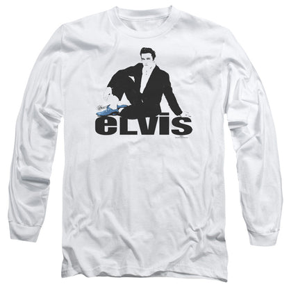 Elvis Presley Blue Suede Mens Long Sleeve Shirt White Officially Licensed