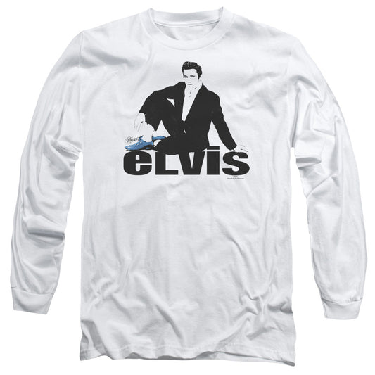 Elvis Presley Blue Suede Mens Long Sleeve Shirt White