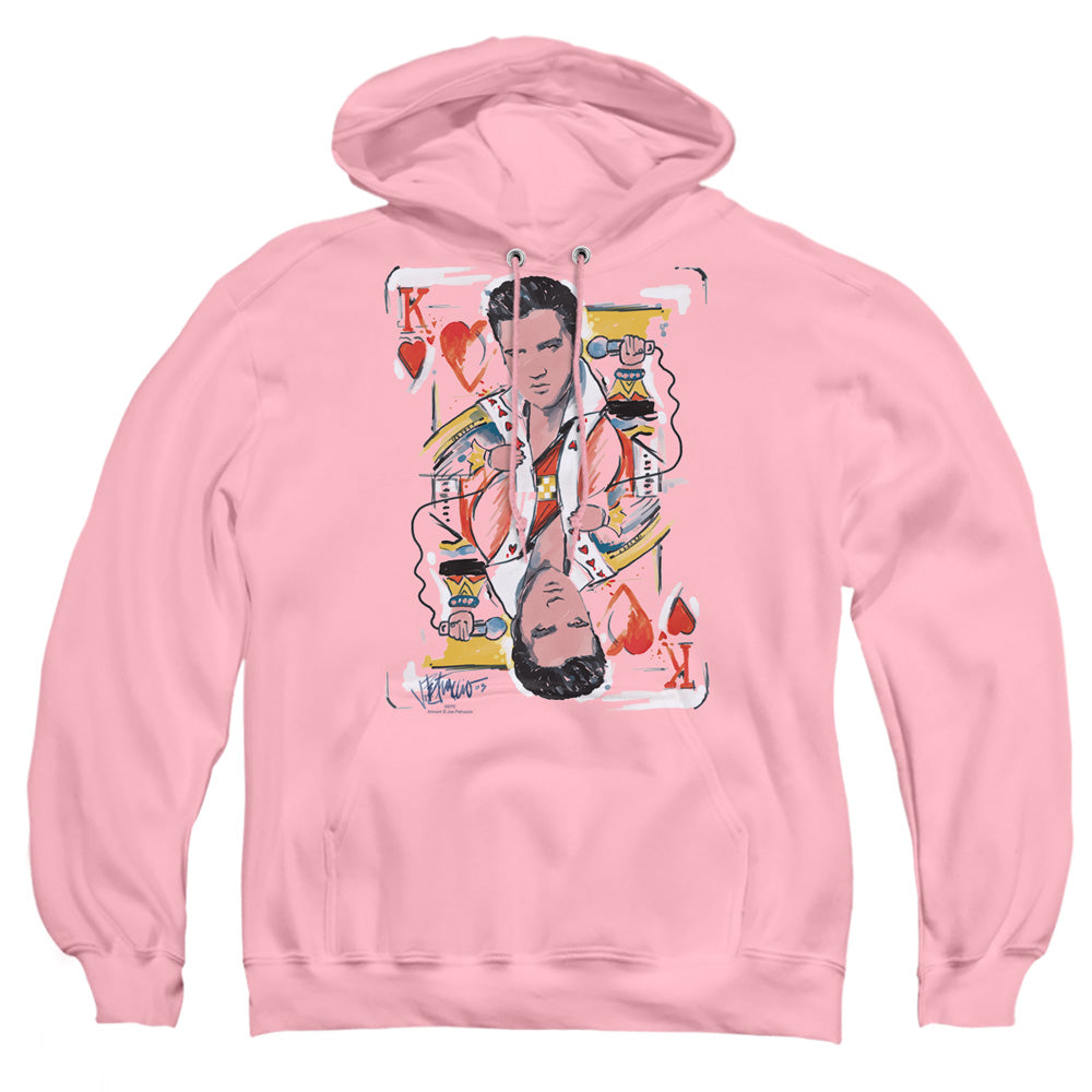 Elvis Presley King Of Hearts Mens Hoodie Pink