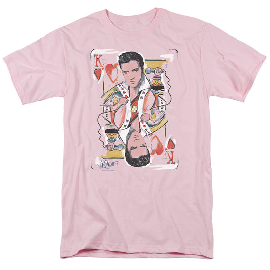 Elvis Presley King Of Hearts Mens T Shirt Pink