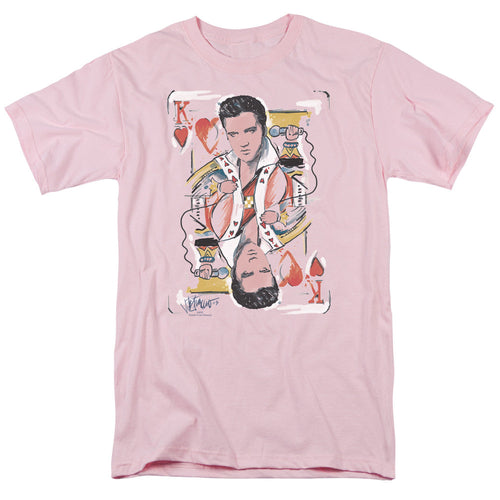 Elvis Presley King Of Hearts Mens T Shirt Pink