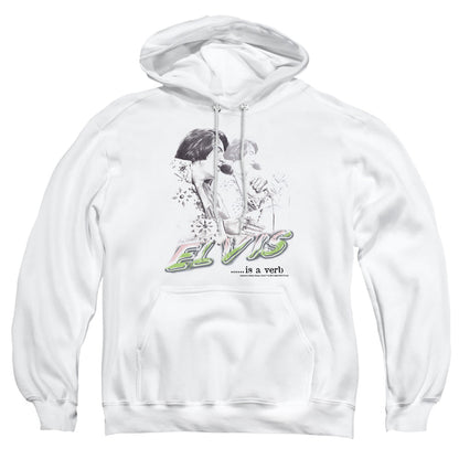 Elvis Presley Elvis Is A Verb Mens Hoodie White