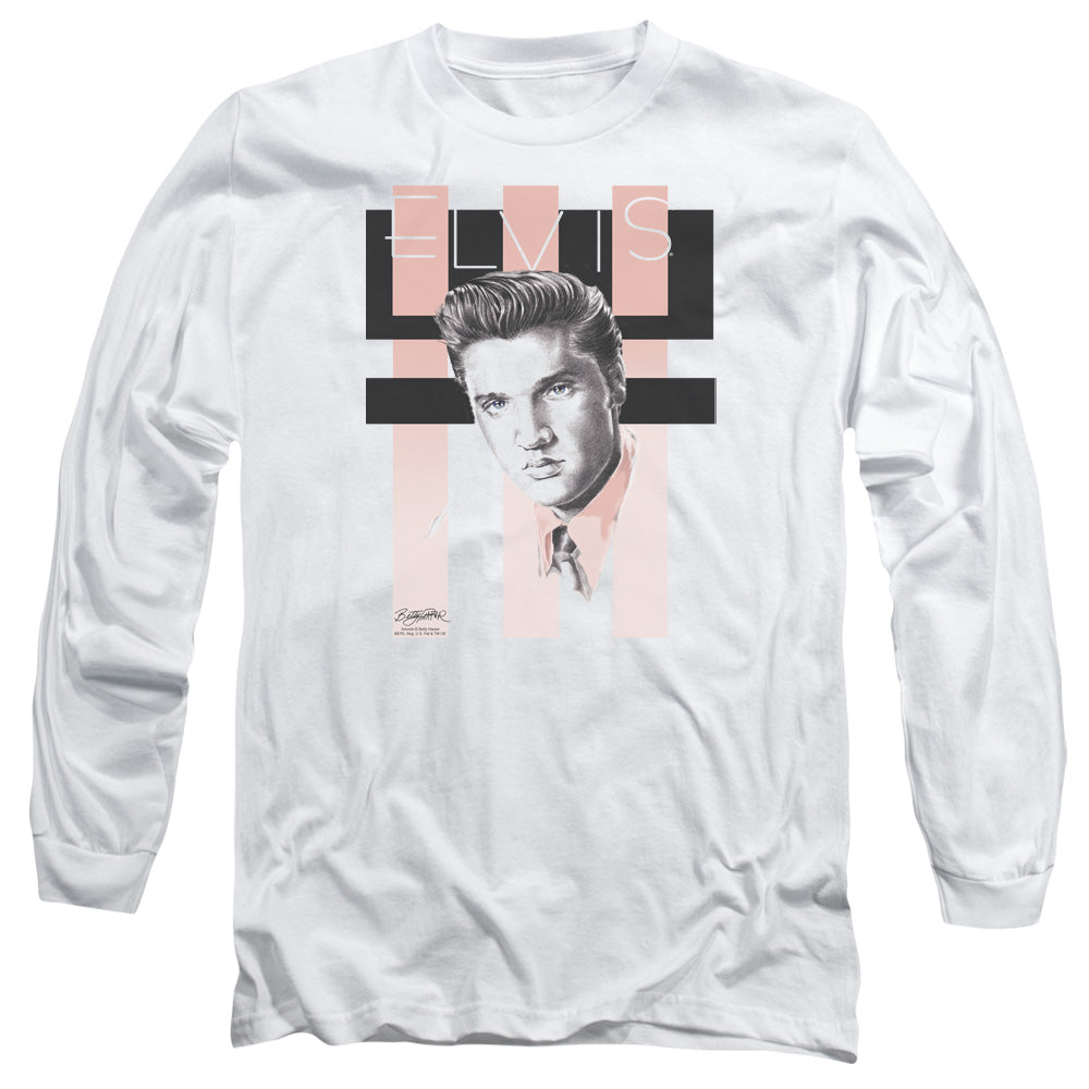 Elvis Presley Retro Mens Long Sleeve Shirt White Officially Licensed