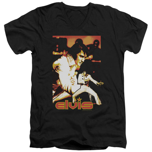 Elvis Presley Showman Mens Slim Fit V-Neck T Shirt Black