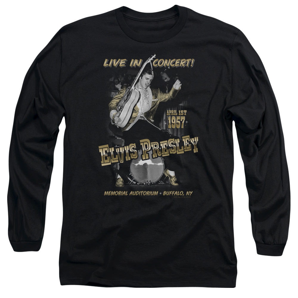 Elvis Presley Live In Buffalo Mens Long Sleeve Shirt Black Officially Licensed