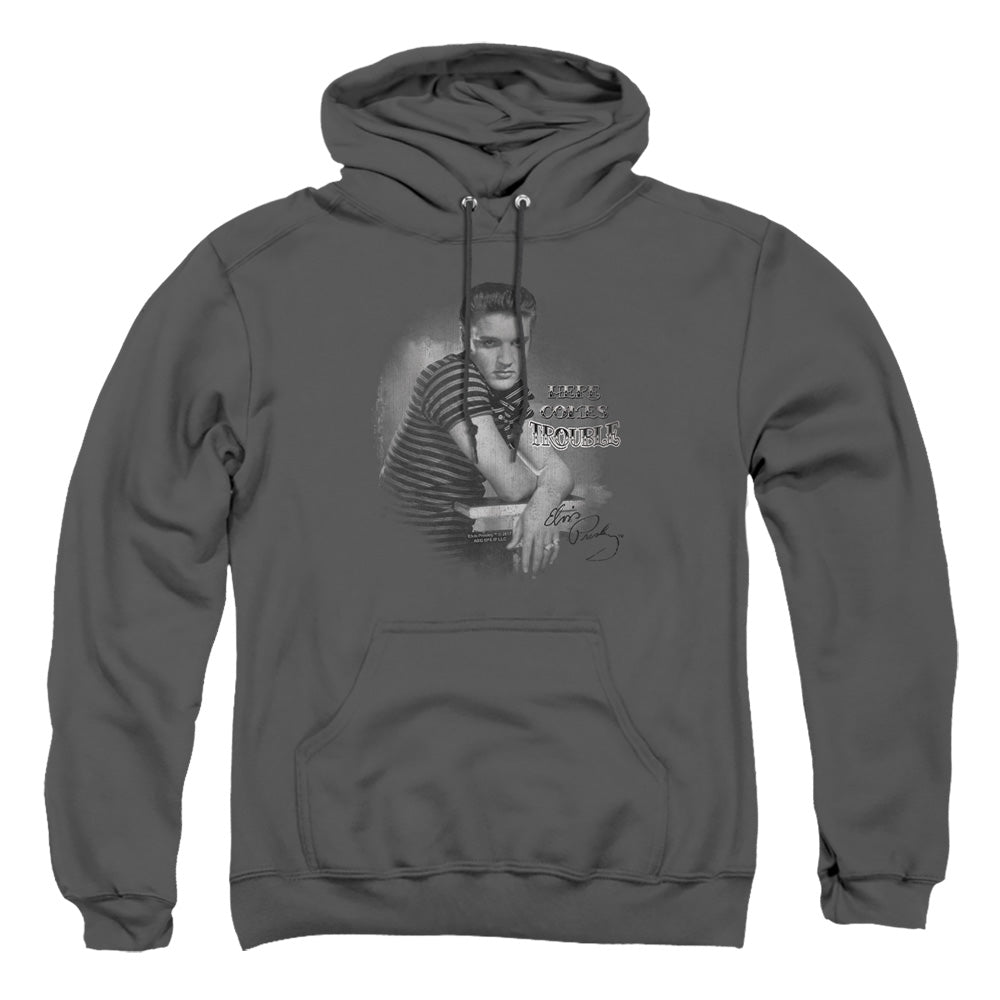 Elvis Presley Trouble Mens Hoodie Charcoal