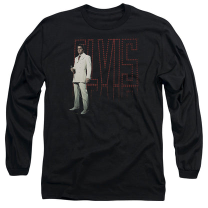 Elvis Presley White Suit Mens Long Sleeve Shirt Black Officially Licensed