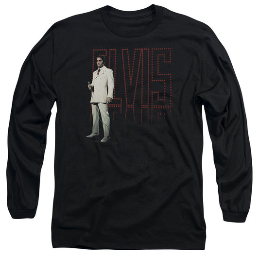 Elvis Presley White Suit Mens Long Sleeve Shirt Black Officially Licensed