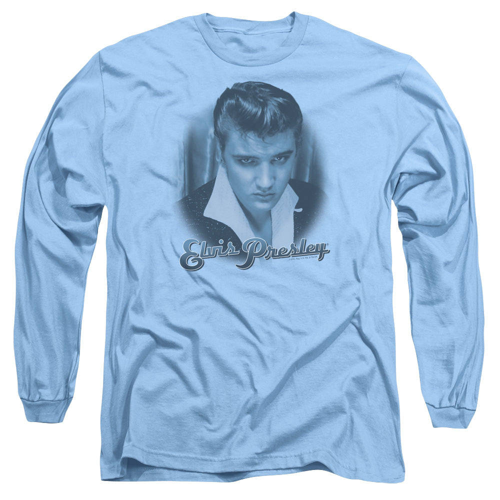 Elvis Presley Blue Suede Fade Mens Long Sleeve Shirt Carolina Blue Officially Licensed