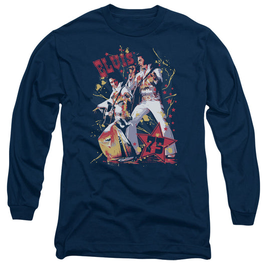 Elvis Presley Eagle Elvis Mens Long Sleeve Shirt Navy Officially Licensed