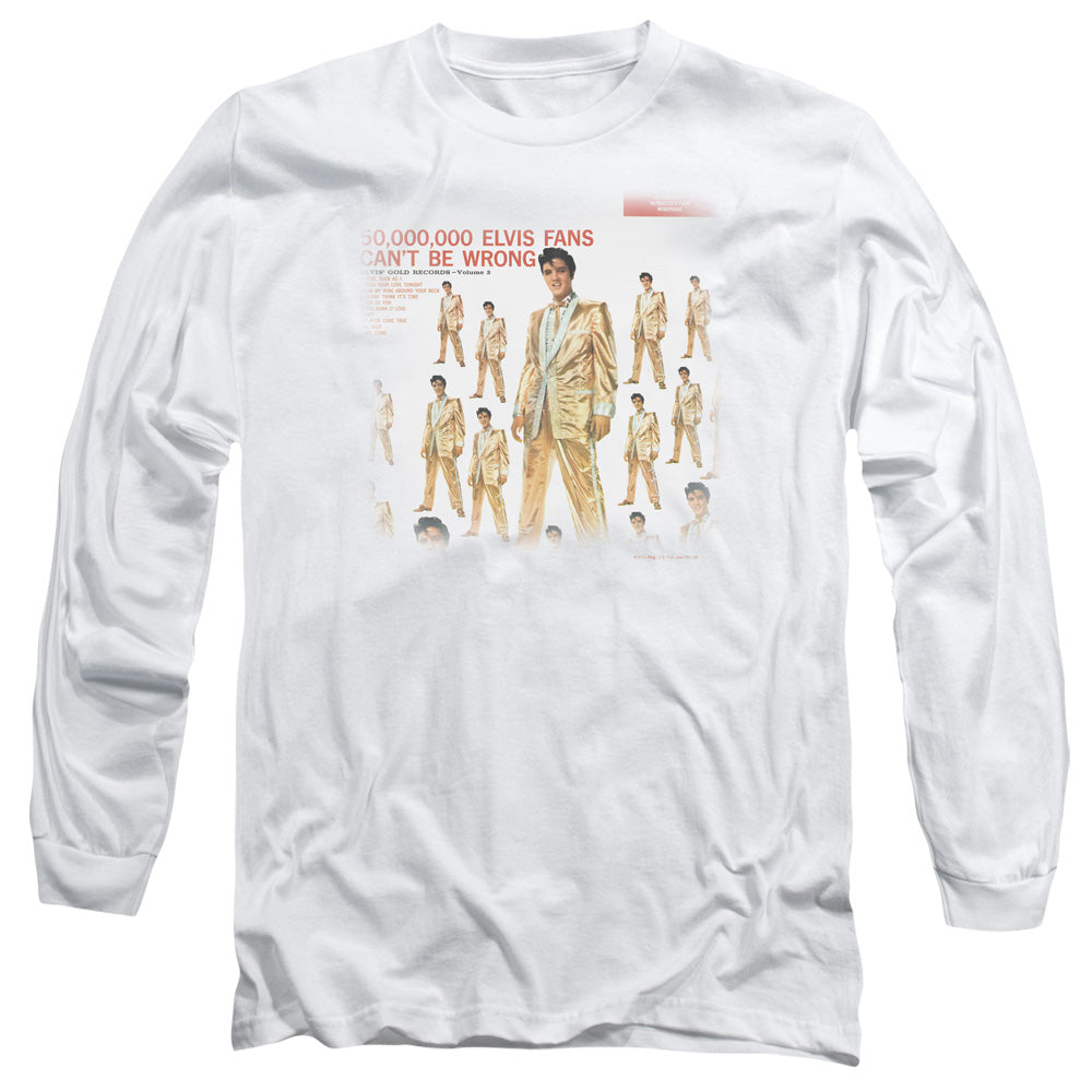 Elvis Presley 50 Million Fans Mens Long Sleeve Shirt White Officially Licensed