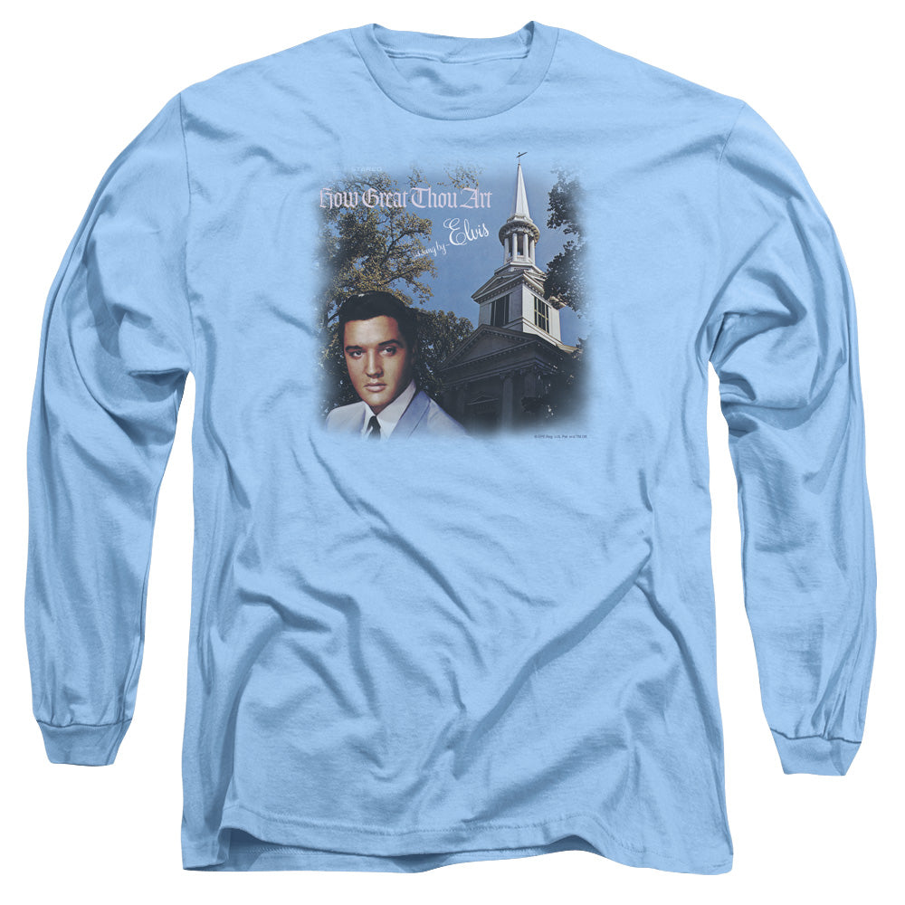 Elvis Presley How Great Thou Art Mens Long Sleeve Shirt Carolina Blue Officially Licensed
