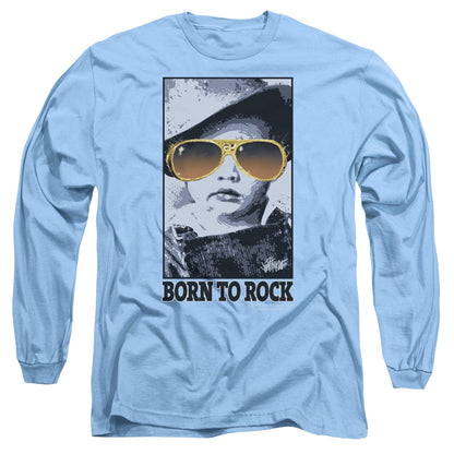Elvis Presley Born To Rock Mens Long Sleeve Shirt Carolina Blue Officially Licensed