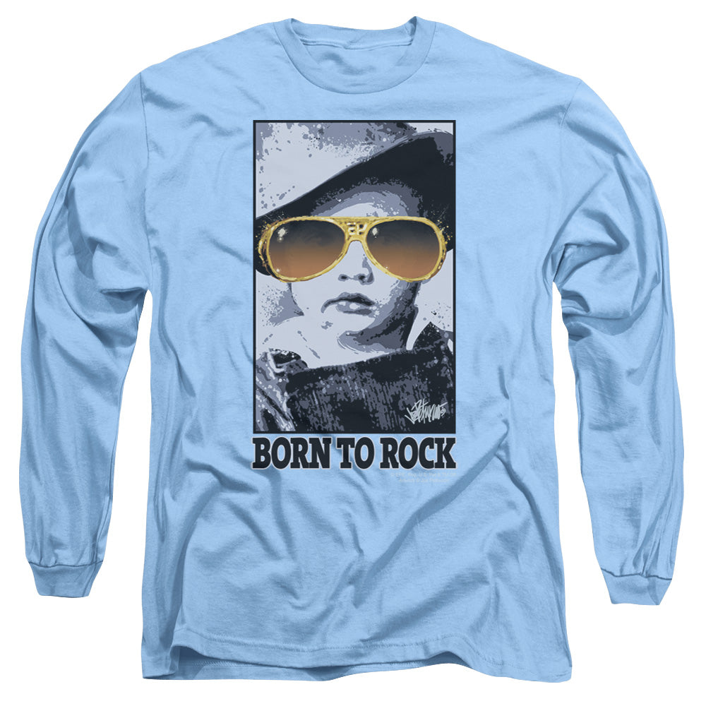 Elvis Presley Born To Rock Mens Long Sleeve Shirt Carolina Blue Officially Licensed