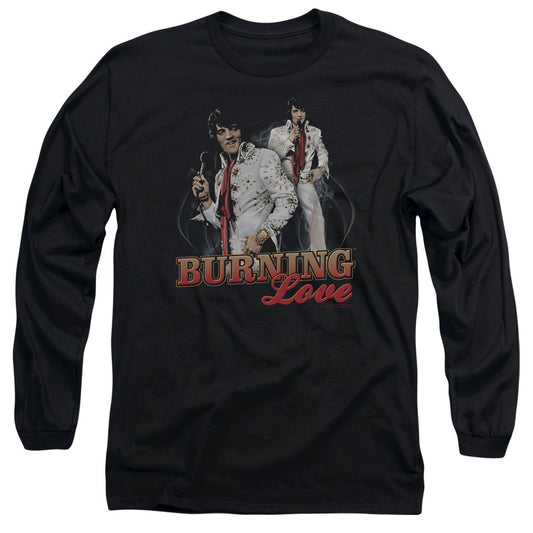 Elvis Presley Burning Love Mens Long Sleeve Shirt Black Officially Licensed
