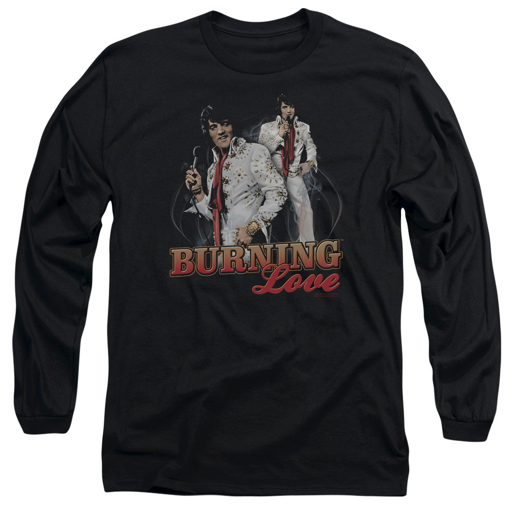 Elvis Presley Burning Love Mens Long Sleeve Shirt Black Officially Licensed
